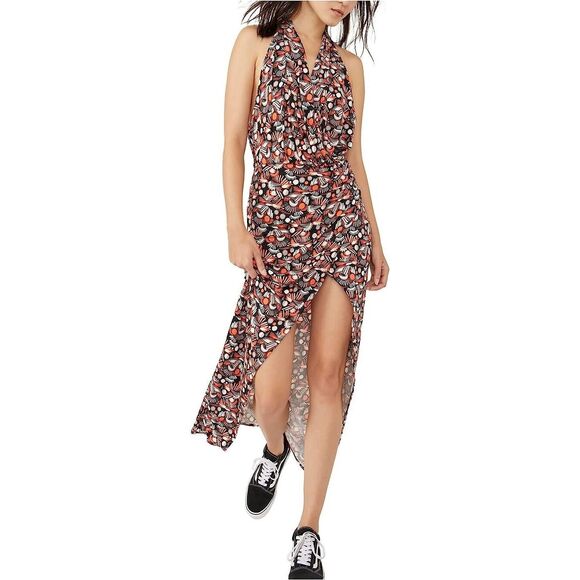 Free People Daria Maxi Dress Halter Black Combo Size XS NWT - Picture 2 of 2